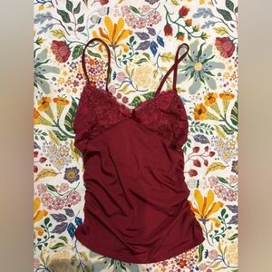 Women's Burgundy Lace Cami Top
